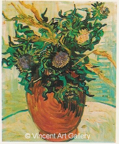 JH2044, Still Life, Vase with Flower and Thistles